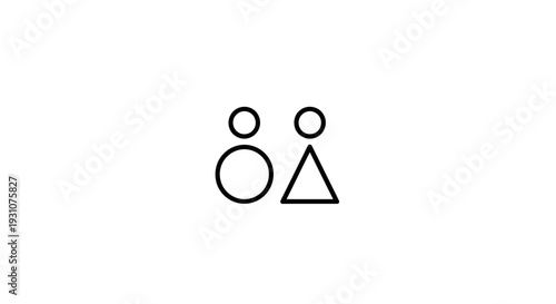 Minimalist black and white gender icons for public restroom identification and general human signage