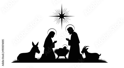 Nativity Scene Silhouette with Star