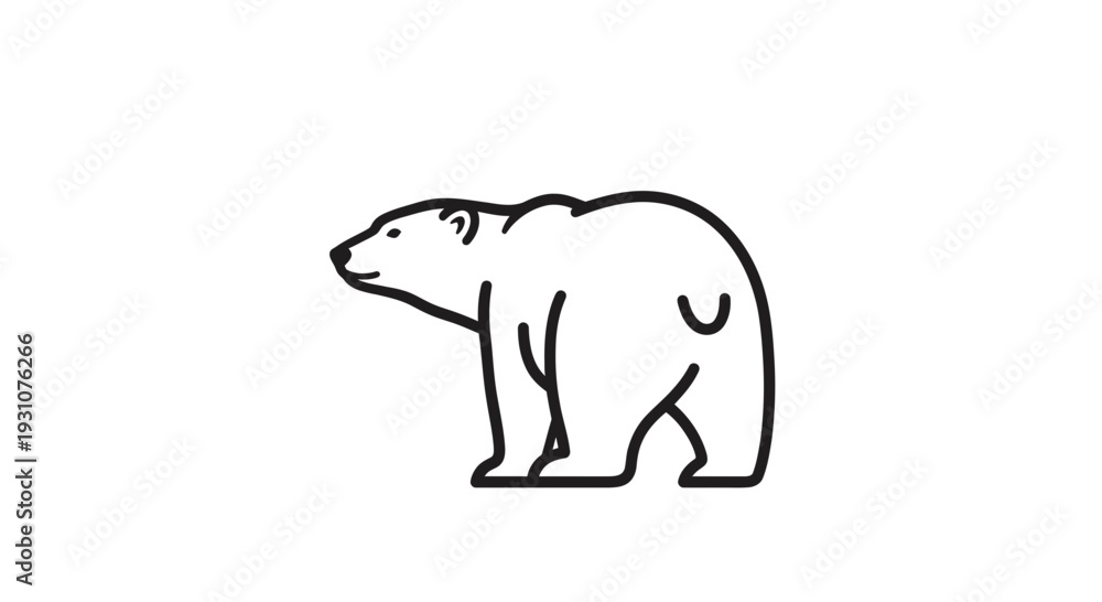 Fototapeta premium Clean and modern line art illustration of a majestic arctic polar bear in a minimalist style for