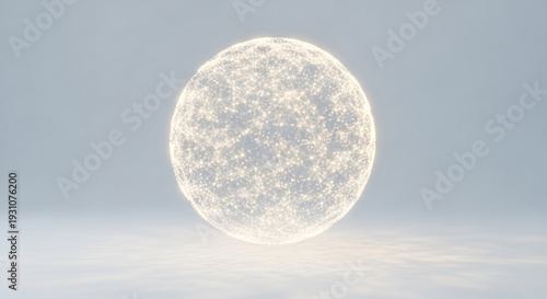 Glowing crystal ball with sparkling light effects on a soft gray background mystical ambiance