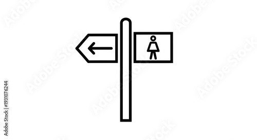 Clear directional signage for ladies' facilities indicating a path to the left for convenience and