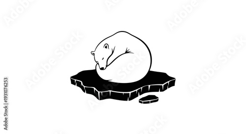 A serene polar bear peacefully resting on a solitary ice floe in the vast arctic wilderness