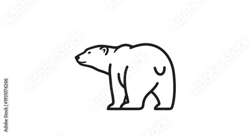 Clean and modern line art illustration of a majestic arctic polar bear in a minimalist style for