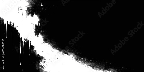 Abstract black ink grunge background with splatters and textures