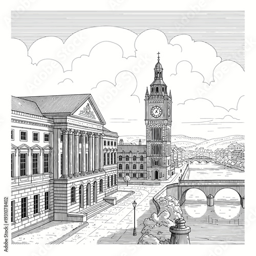 Big Ben and Westminster Palace in London England.