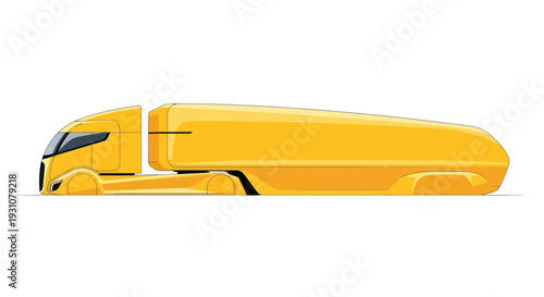 Futuristic Yellow Semi Truck, Aerodynamic Design, Electric Vehicle Concept