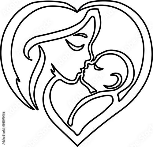 Mother and baby in heart