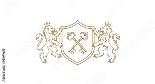 Elegant Emblem with Lions and Crossed Keys.