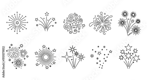 A collection of black and white floral illustrations and designs, showcasing various flowers and plants in a simple yet elegant style