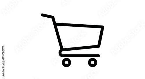 Minimalist black line art shopping cart icon representing modern retail and online transactions