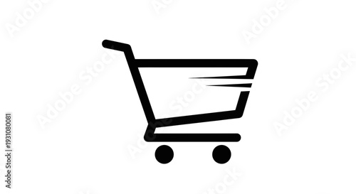 Dynamic online shopping cart icon with speed lines symbolizing rapid e-commerce transactions