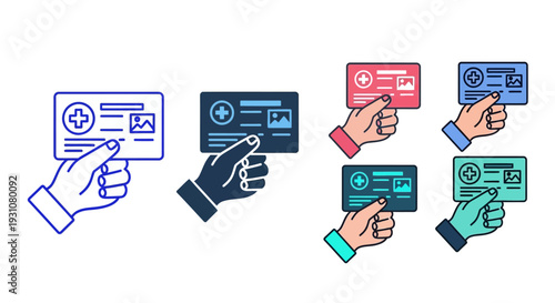 Multiple hands holding cards with plus signs and icons, illustrating diverse interactions and transactions from various viewpoints.