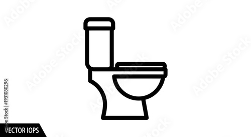 Clean minimalist black outline toilet vector icon for bathroom and sanitation concepts in graphic