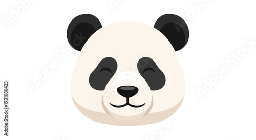 Cute Panda Face Icon, Adorable Cartoon Bear Head, Vector Illustration