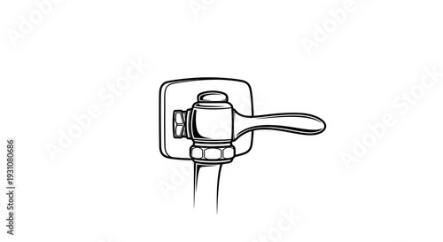Elegant line art drawing of a modern residential door handle mechanism for home access