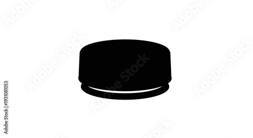 Minimalist black silhouette icon of a bottle cap on a clean white background, ideal for graphic