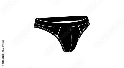 Sleek minimalist black men's underwear illustration featuring a modern brief design for comfort