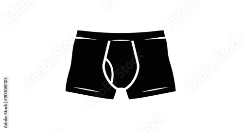 Contemporary black boxer brief underwear vector graphic with clean lines on a crisp white backdrop