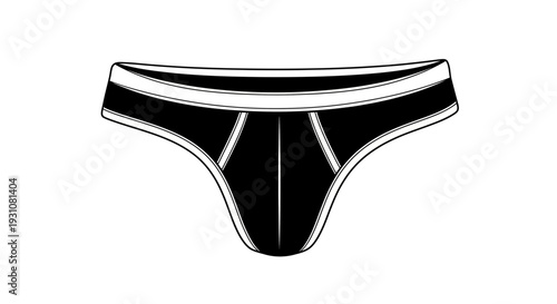 Sleek black and white minimalist vector illustration of men's athletic brief design template