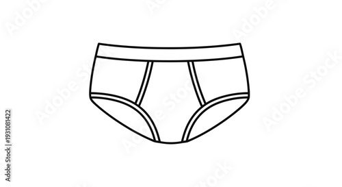 Clean line art illustration of classic men's briefs representing essential male underwear apparel