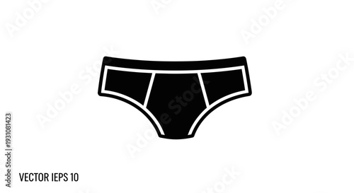 Stylish minimal black men's underwear graphic icon illustration representing basic comfort and