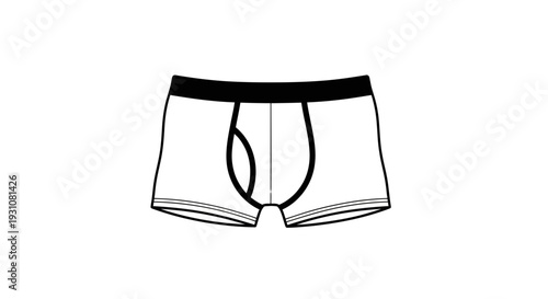 Simple black and white line art illustration of men's undergarments ideal for various design