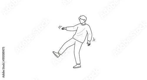 A minimalist line art illustration depicting a person experiencing a sudden loss of balance and