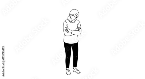Minimalist line art depicting a forlorn individual in a state of deep contemplation or despair