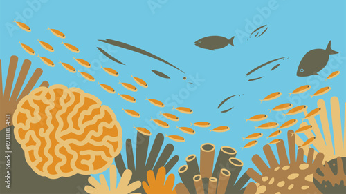 Coral reef fish underwater habitat
