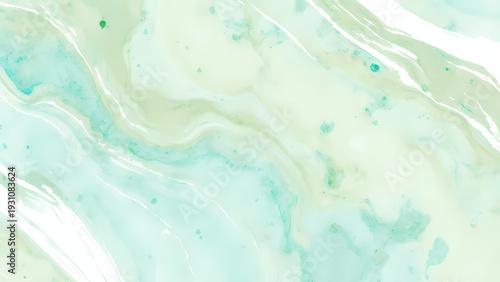 Vibrant hues of green, mint, white, and grey dance together in this artistic composition. The fluid motion captures the essence of creativity and nature's tranquility Generative AI