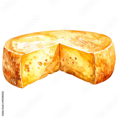 Italian Parmigiano Reggiano Watercolor Illustration