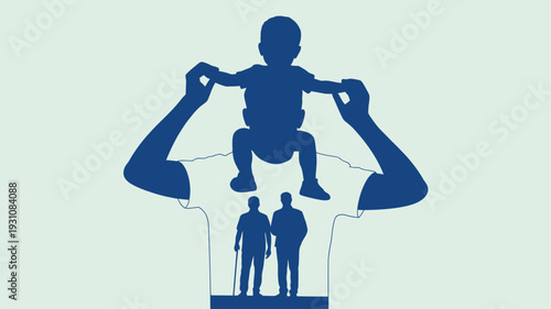 Family Generations Parenting Silhouette Concept