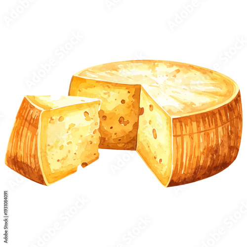 Italian Parmigiano Reggiano Watercolor Illustration