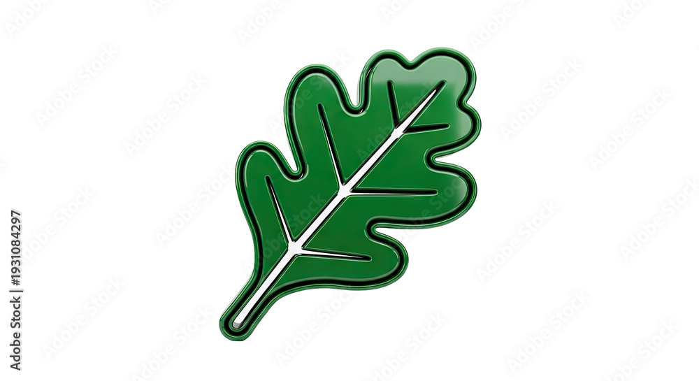 Obraz premium 3D Green Oak Leaf Icon