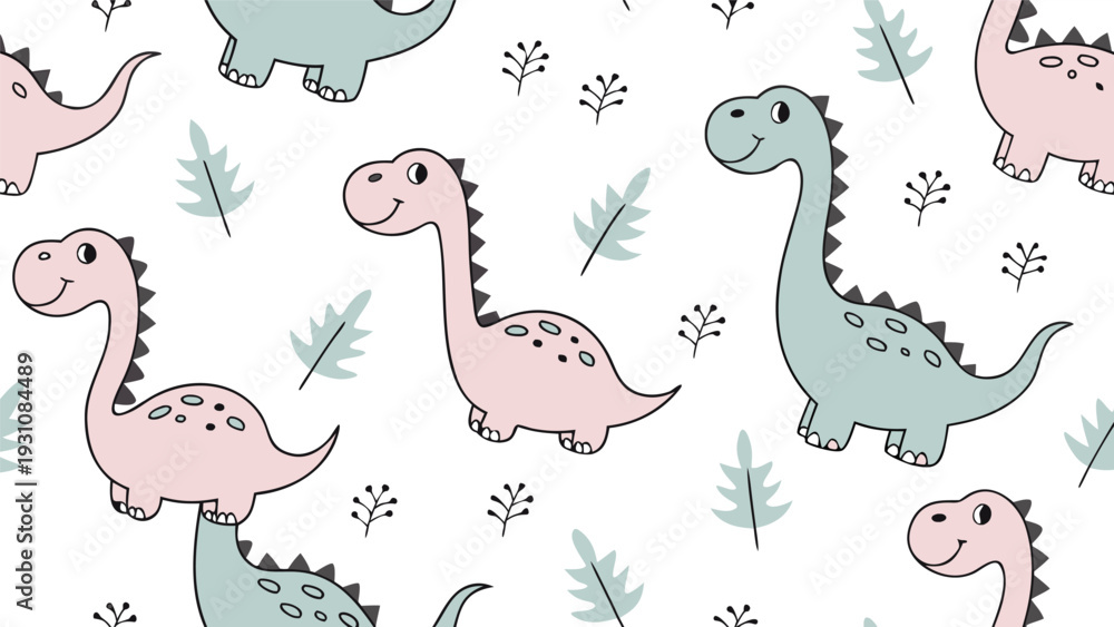 Obraz premium seamless pattern with dinosaurs
