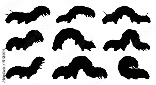 Caterpillar Silhouettes Collection: Various Poses and Movements