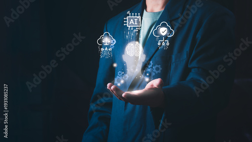 Business shows AI, characterized by intelligence and security, coupled with cloud computing and discusses ethical considerations in artificial intelligence, machine learning, and digital governance