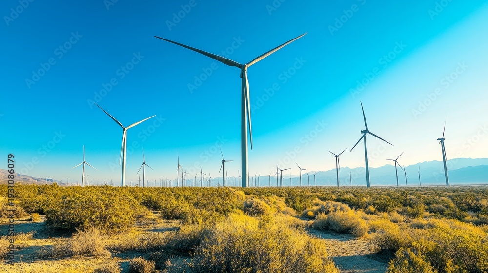 Obraz premium Wind turbines on the grassland