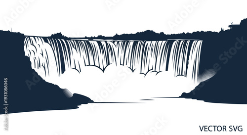 Niagara Falls Silhouette Vector Art