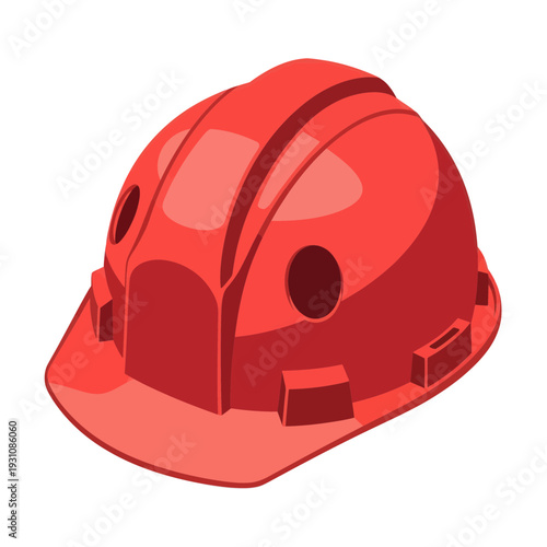 Red Hard Hat Construction Safety Helmet Isolated on White Background