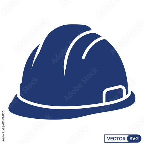 Blue Hard Hat Icon - Safety Helmet Vector Graphic