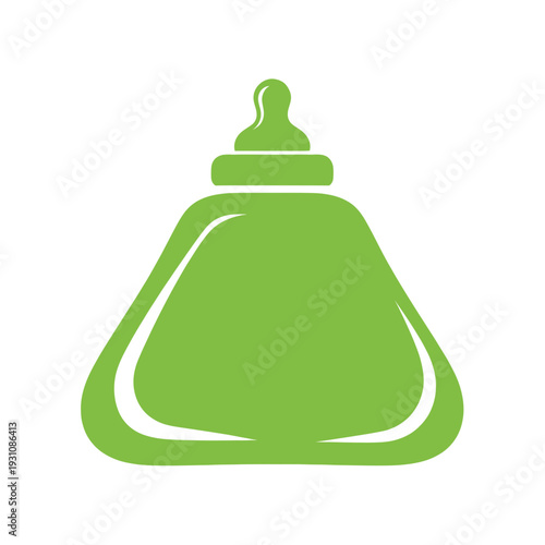 Green baby bottle icon, essential for infant nutrition and care