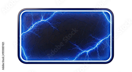 Glowing Electric Lightning Frame on Textured Dark Surface