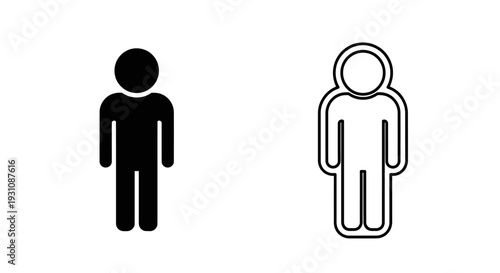 Black and white human figure icons standing side by side Vector