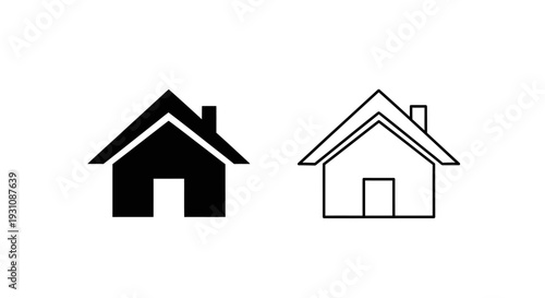 Simple house icons in black and white color scheme design Vector