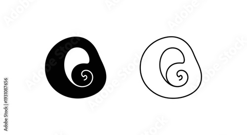 Simple black and white spiral designs side by side comparison Vector