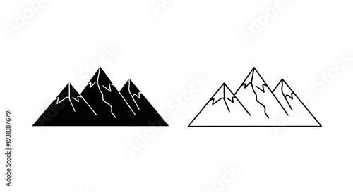 Black and white mountain range peaks side by side illustration Vector