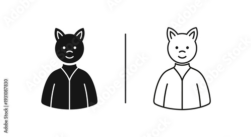 Black and white cat illustrations in different shades compared Vector