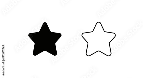 Black and white star shapes side by side comparison Vector