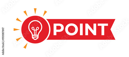 Idea Point Logo Design with Lightbulb, Red Circle and Ribbon, Vector Illustration